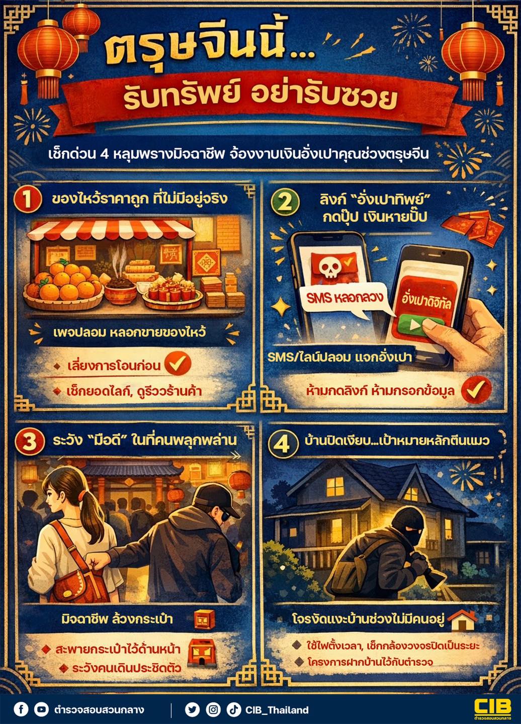 ตรุษจีนนี้...รับทรัพย์ อย่ารับซวย เช็กด่วน 4 หลุมพรางมิจฉาชีพ จ้องงาบเงินอั่งเปาคุณช่วงตรุษจีน