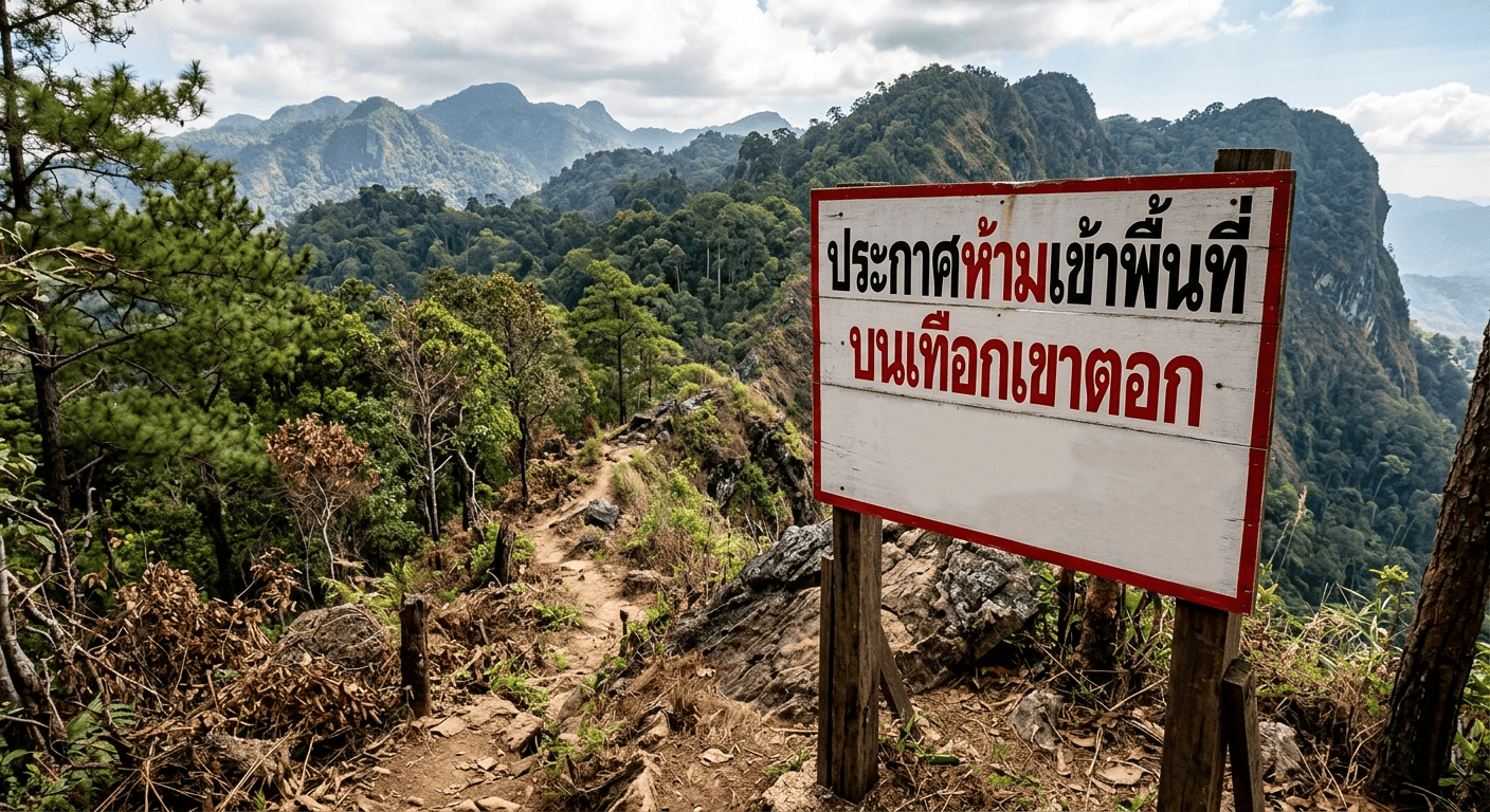 ประกาศห้ามเข้าพื้นที่ บนเทือกเขาตอง