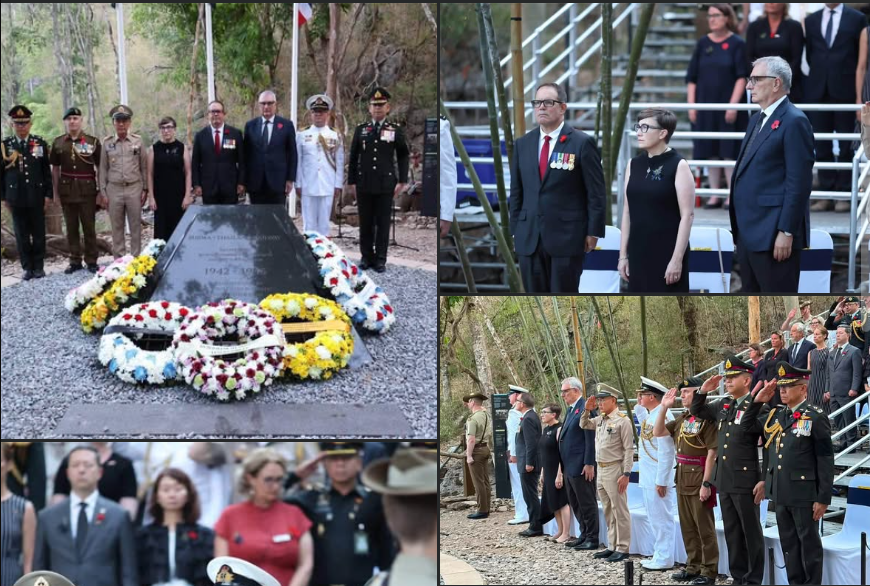  รองผู้ว่าราชการจังหวัดกาญจนบุรี ร่วมพิธีวางพวงมาลา เนื่องในพิธีรำลึกวันทหารผ่านศึกเครือรัฐออสเตรเลียและนิวซีแลนด์ (ANZAC Day) ประจำปี 2569 