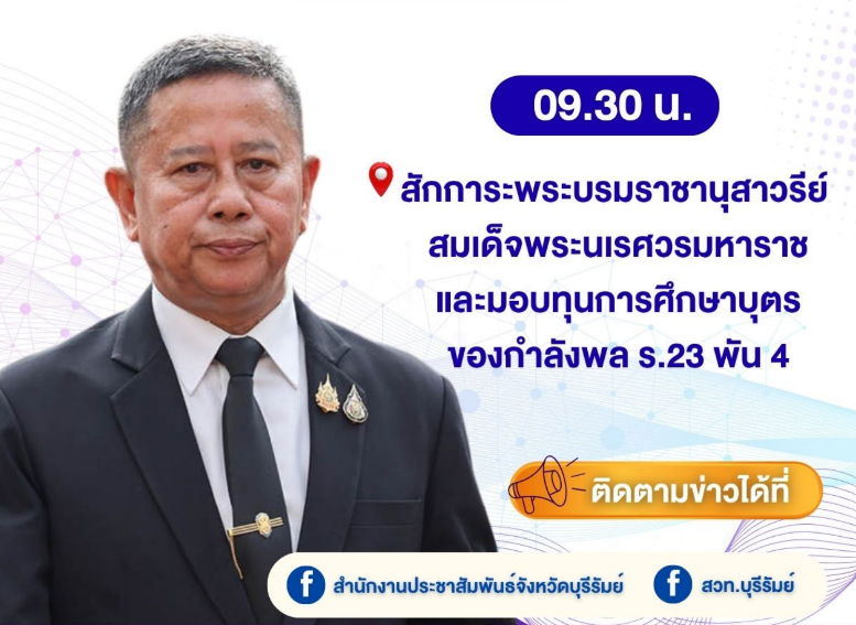 พลโท อดุลย์ บุญธรรมเจริญ รัฐมนตรีว่าการกระทรวงกลาโหม กำหนดลงพื้นที่ จ.บุรีรัมย์