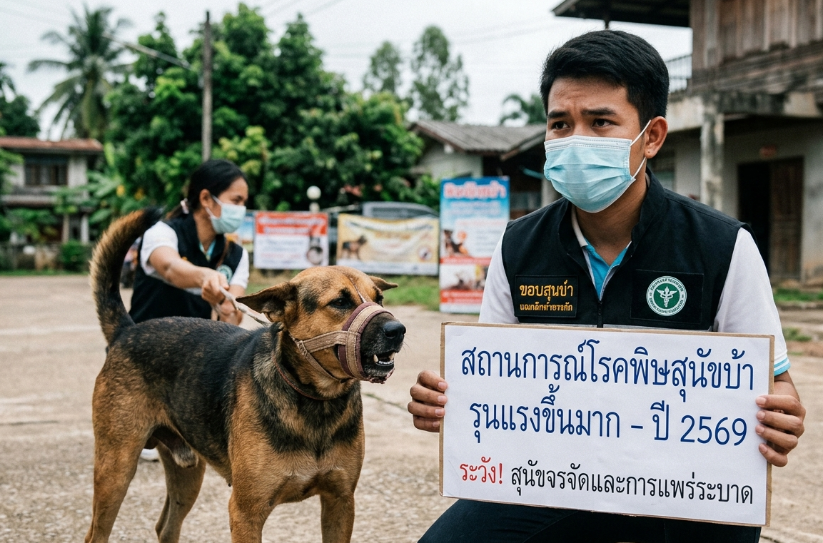 โรคพิษสุนัขบ้าในประเทศไทย ปี 2569 พบแนวโน้มสถานการณ์รุนแรงขึ้นมาก