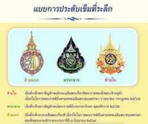 แบบการประดับเข็มที่ระลึกงานเฉลิมพระเกียรติ เนื่องในโอกาสพระราชพิธีมหามงคลเฉลิมพระชนมพรรษา ๔ รอบ สมเด็จพระนางเจ้าฯ พระบรมราชินี ๓ มิถุนายน ๒๕๖๙