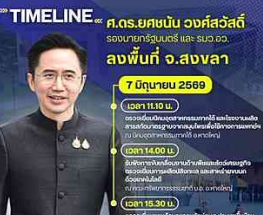 ศ.ดร.ยศชนัน วงศ์สวัสดิ์ รองนายกรัฐมนตรี และรมว.อว. ลงพื้นที่จังหวัดสงขลา วันที่ 7 &ndash; 8 มิถุนายน 2569&nbsp;&nbsp;
