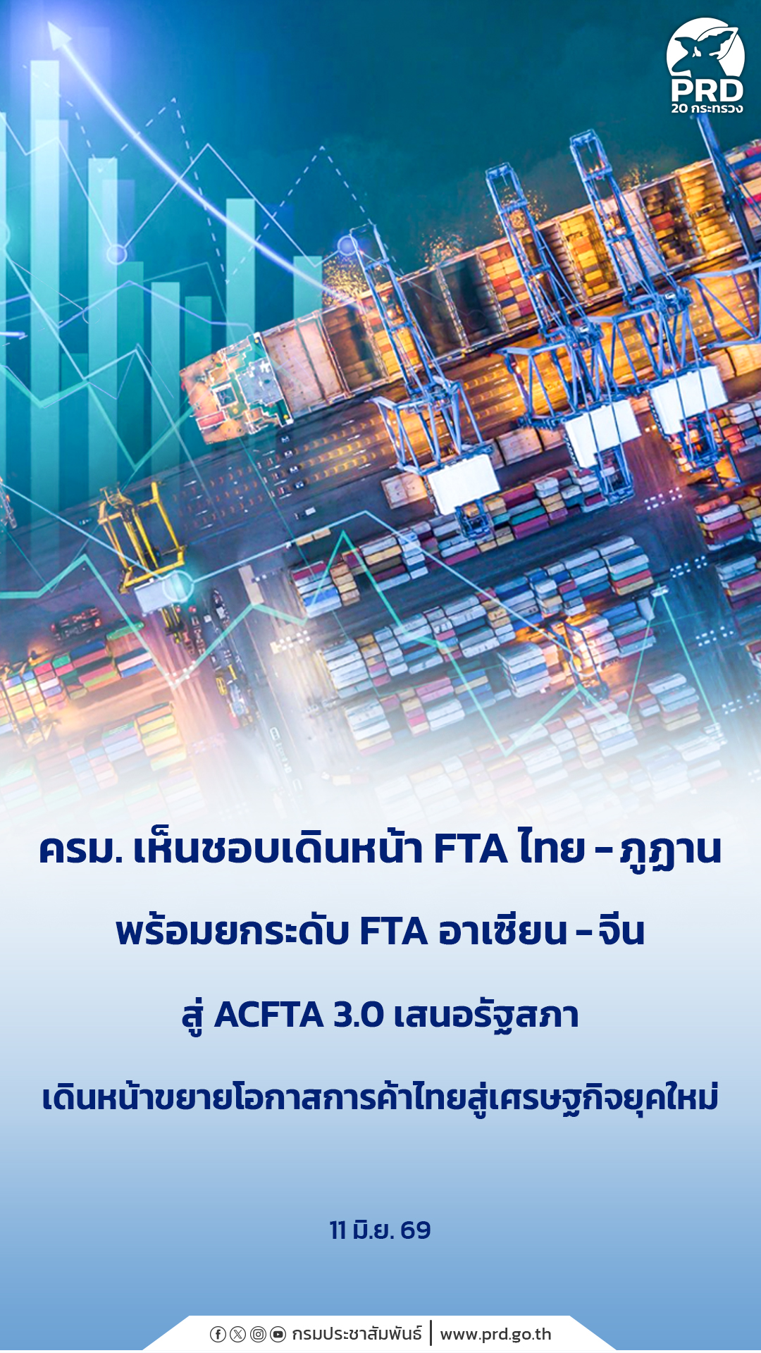 ครม.เห็นชอบเดินหน้า FTA ไทย - ภูฏาน พร้อมยกระดับ FTA อาเซียน - จีน สู่ ACFTA 3.0 เสนอรัฐสภา เดินหน้าขยายโอกาสการค้าไทยสู่เศรษฐกิจยุคใหม่