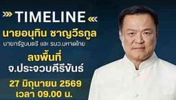นายอนุทินชาญวีรกูล นายกรัฐมนตรี และรัฐมนตรีว่าการกระทรวงมหาดไทย ลงพื้นที่จังหวัดประจวบคีรีขันธ์&nbsp;