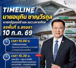 นายอนุทิน ชาญวีรกูล นายกรัฐมนตรี และ รมว.มหาดไทย ลงพื้นที่ จ.สงขลา