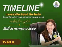 นางสาวปิยะรัฐชย์ ติยะไพรัช รัฐมนตรีช่วยว่าการกระทรวงเกษตรและสหกรณ์ ลงพื้นที่ตรวจราชการในพื้นที่จังหวัดภูเก็ต