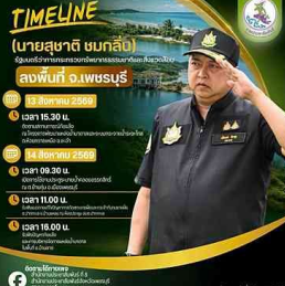 &nbsp;นายสุชาติ ชมกลิ่น&nbsp;รัฐมนตรีว่าการกระทรวงทรัพยากรธรรมชาติและสิ่งแวดล้อมลงพื้นที่จังหวัดเพชรบุรี ระหว่างวันที่ 13 - 14 สิงหาคม 2569&nbsp;