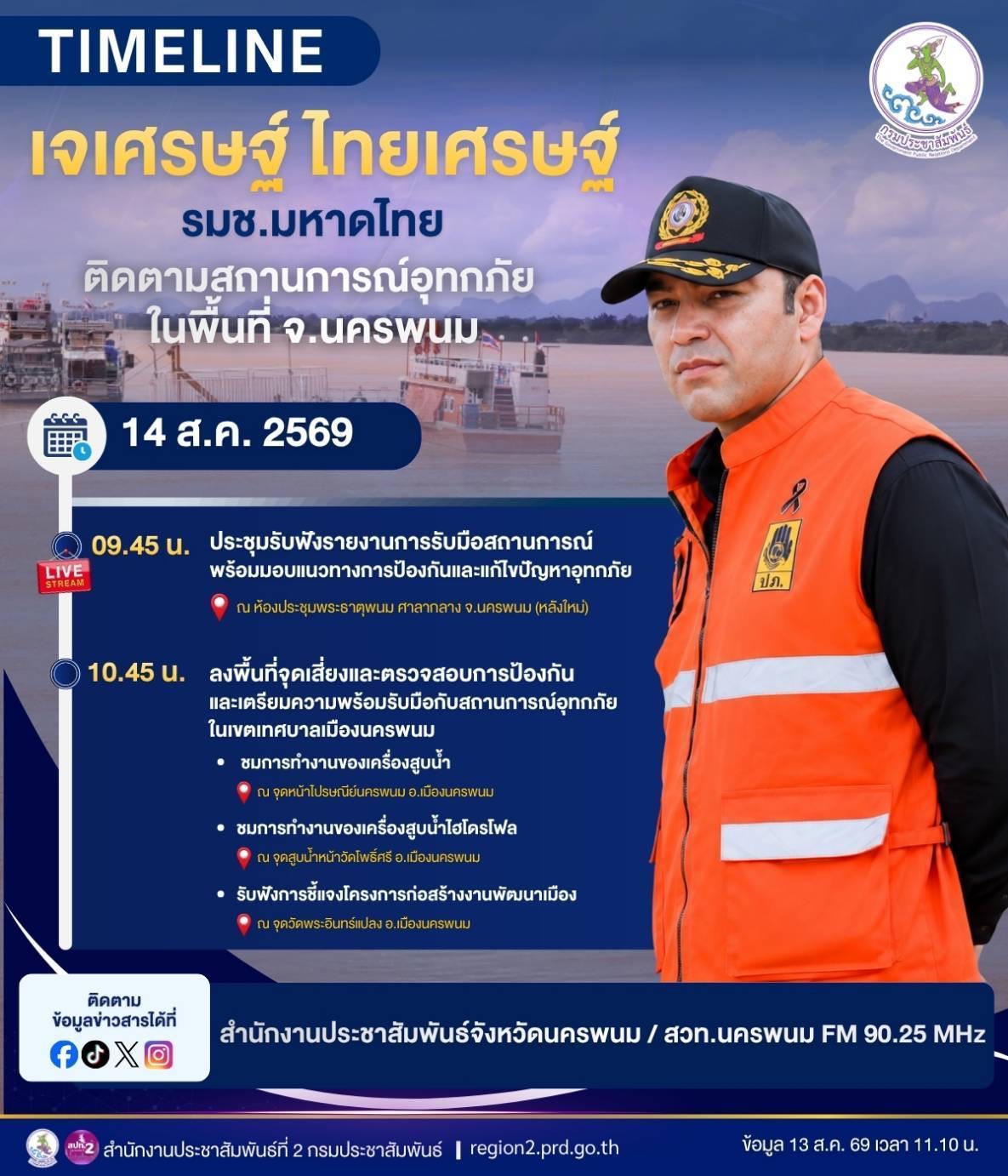 นายเจเศรษฐ์ ไทยเศรษฐ์ รัฐมนตรีช่วยว่าการกระทรวงมหาดไทย ลงพื้นที่ จ.นครพนม