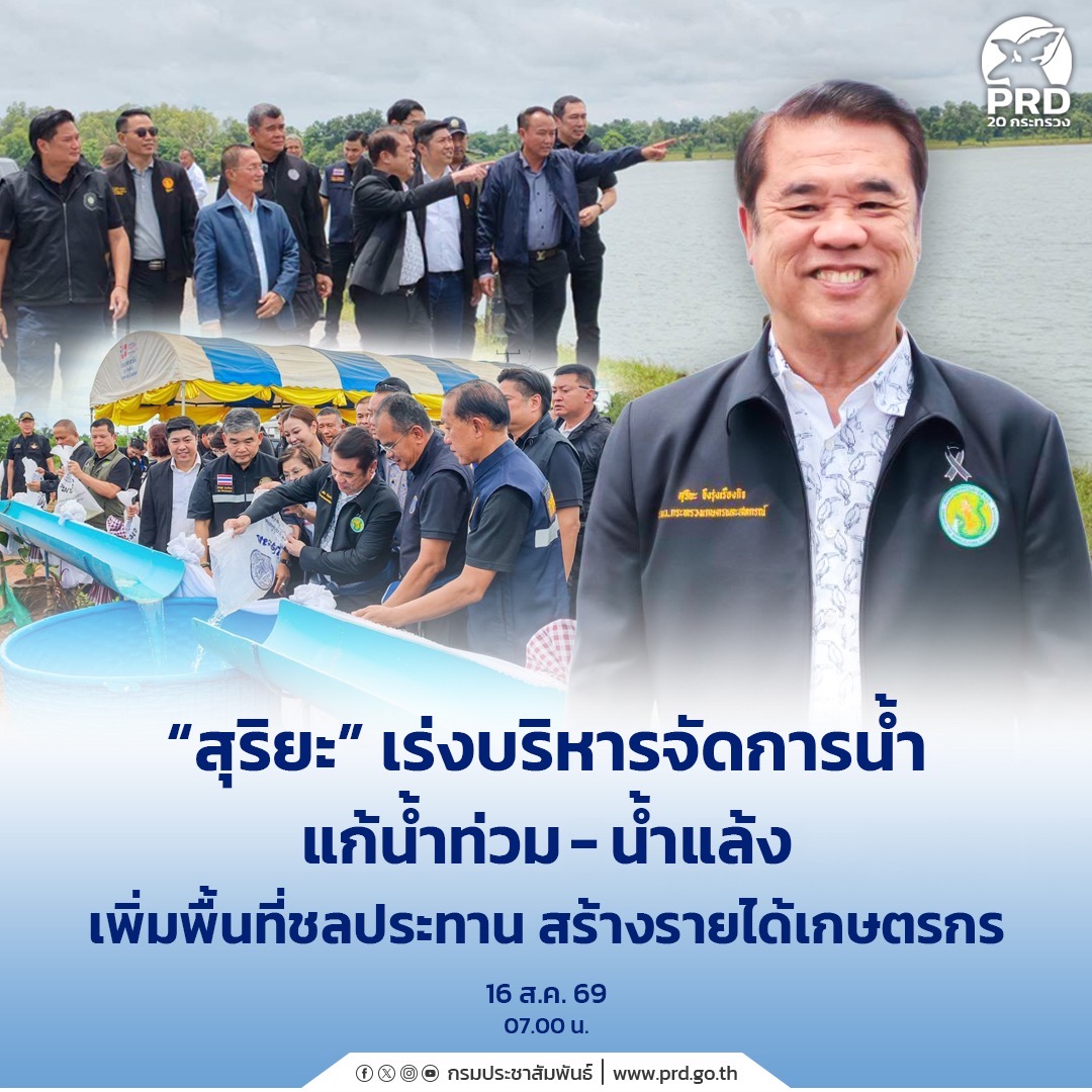 &ldquo;สุริยะ&rdquo; เร่งบริหารจัดการน้ำ แก้น้ำท่วม-น้ำแล้ง เพิ่มพื้นที่ชลประทาน สร้างรายได้เกษตรกร